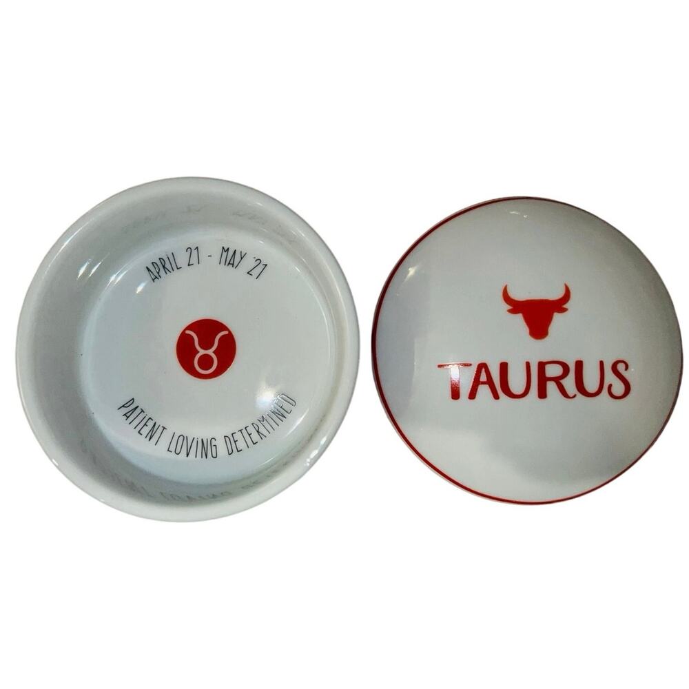 porcelain round trinket box TAURUS zodiac sign by ROSANNA April may birthday